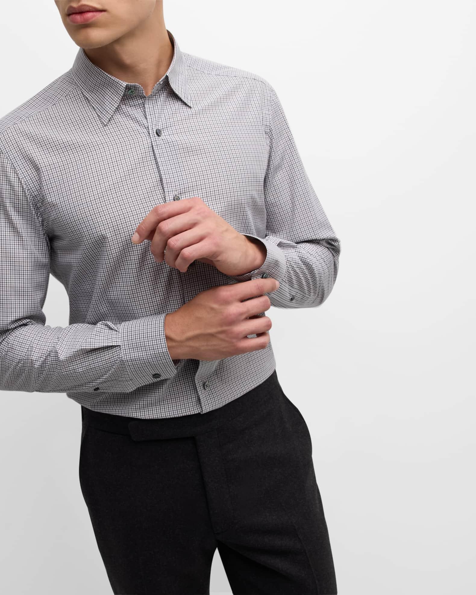 Men's Centoquaranta Micro-Check Cotton Sport Shirt Product Image