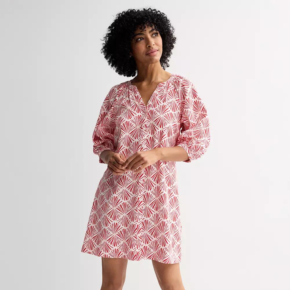 Women's Sonoma Goods For Life® Button Front Shift Dress, Size: Large, Red White Print Product Image