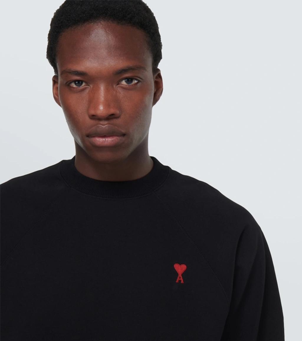 AMI ALEXANDRE MATTIUSSI Ami Classic Black Sweater With Round Neckline And Emblem Detail Product Image