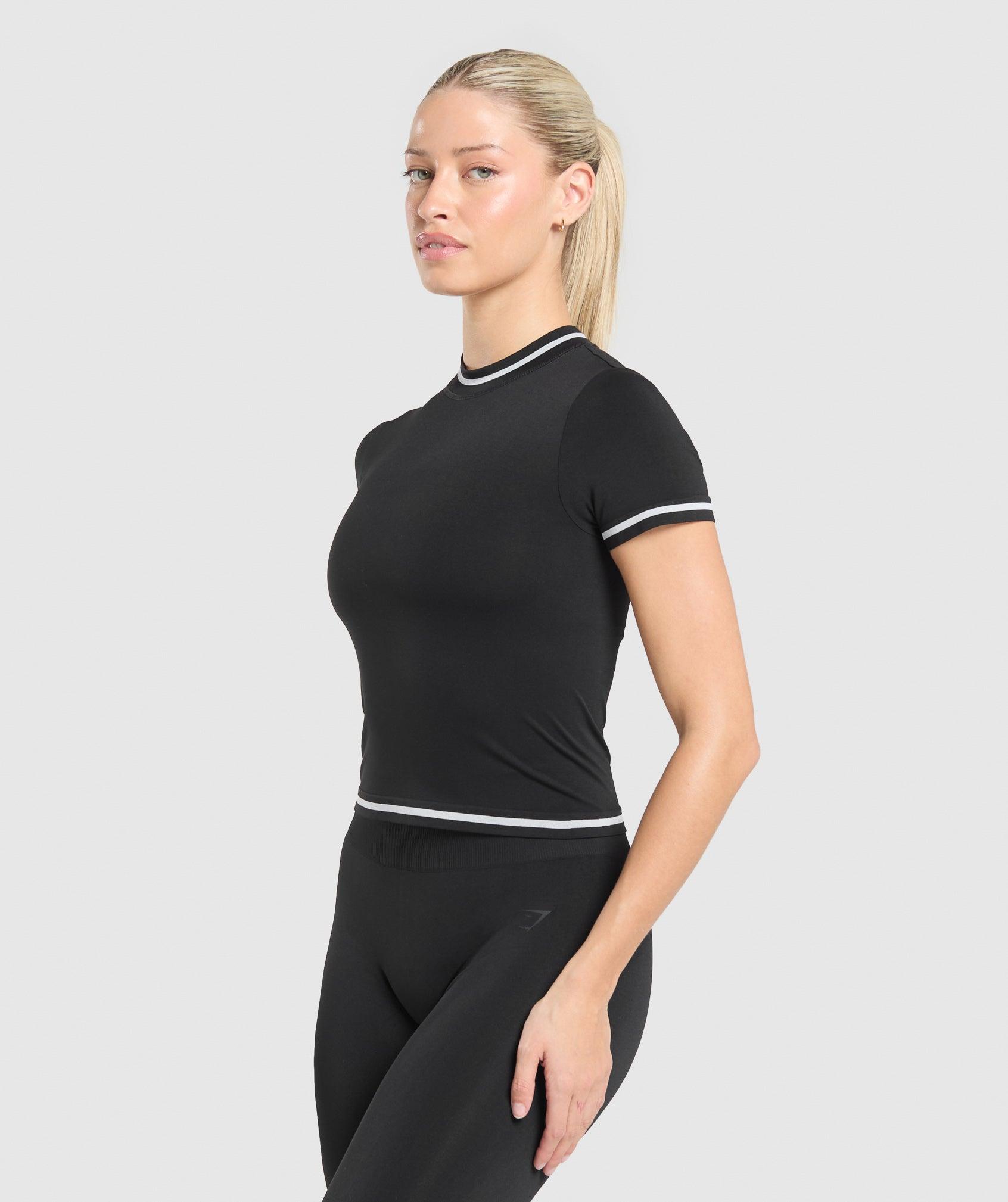 Gymshark Contrast Seamless Midi Tee - Black Female Product Image