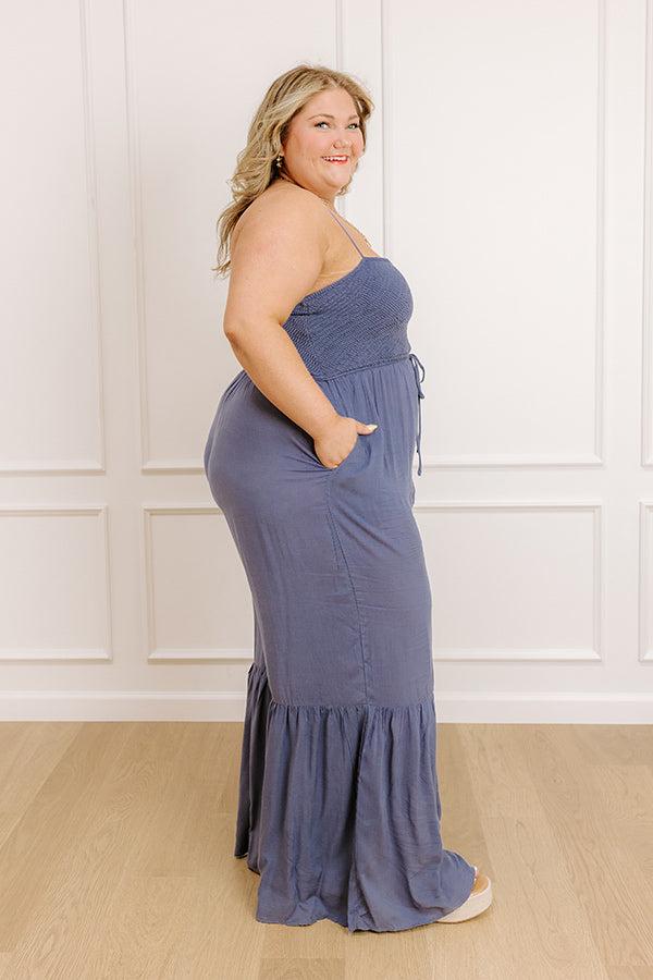 Desirable Destination Smocked Jumpsuit In Autumn Sky Curves Product Image