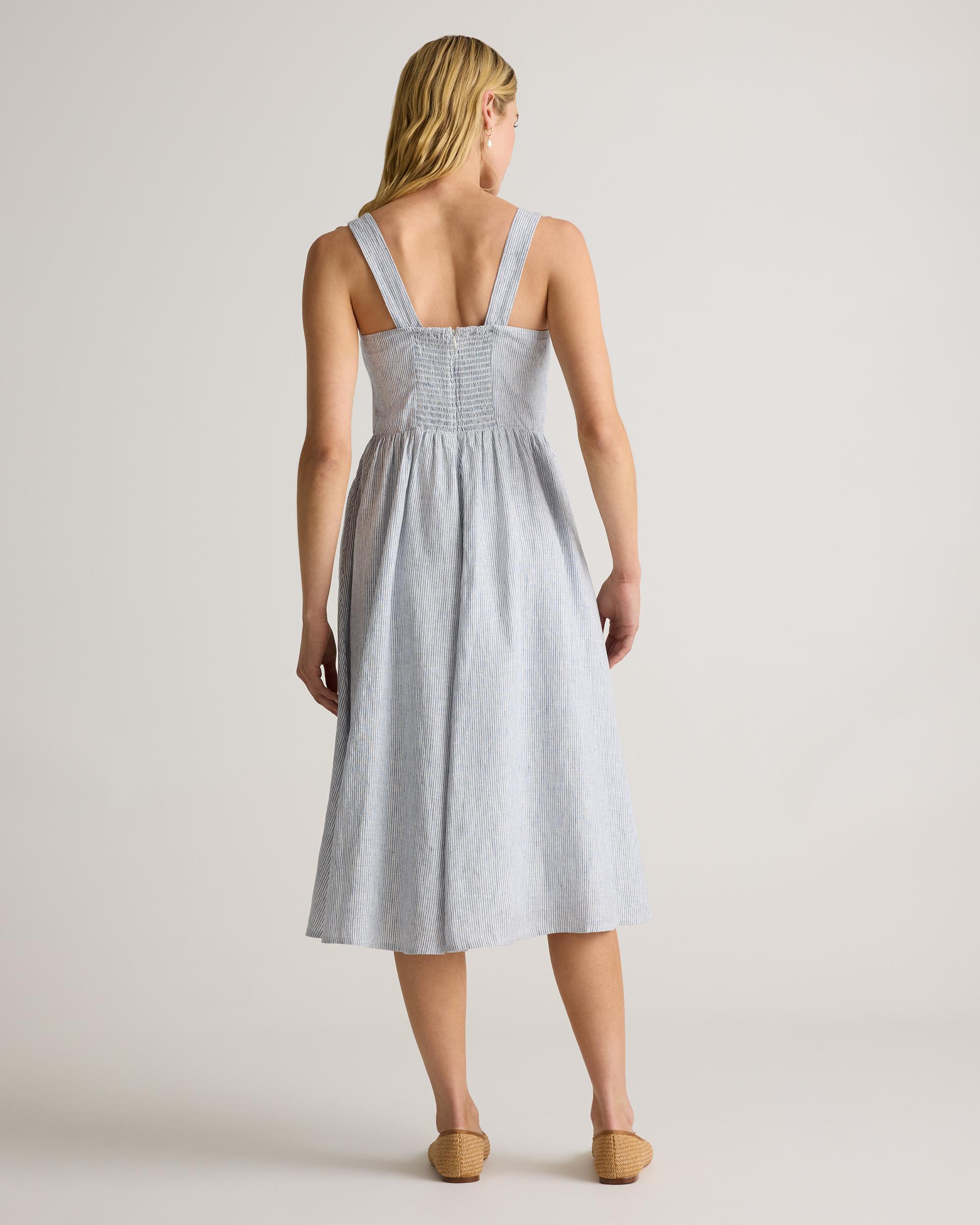 Quince | Women's 100% European Linen Fit & Flare Midi Dress Product Image