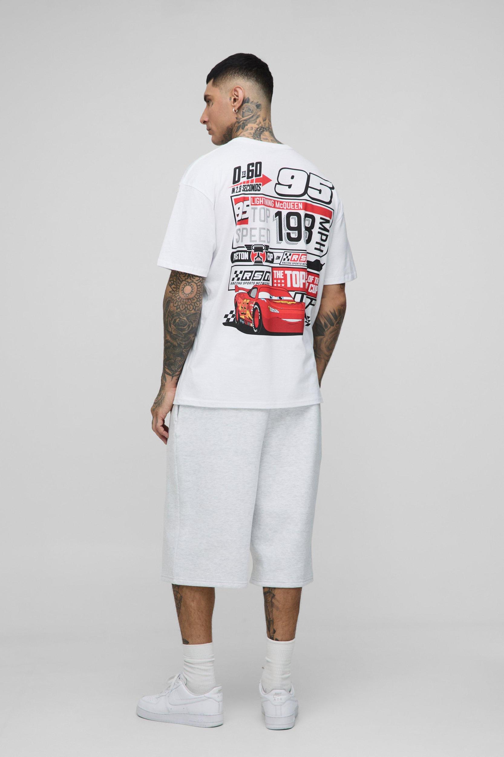 Tall Oversized Disney Car License Print T-Shirt | boohooMAN USA Product Image