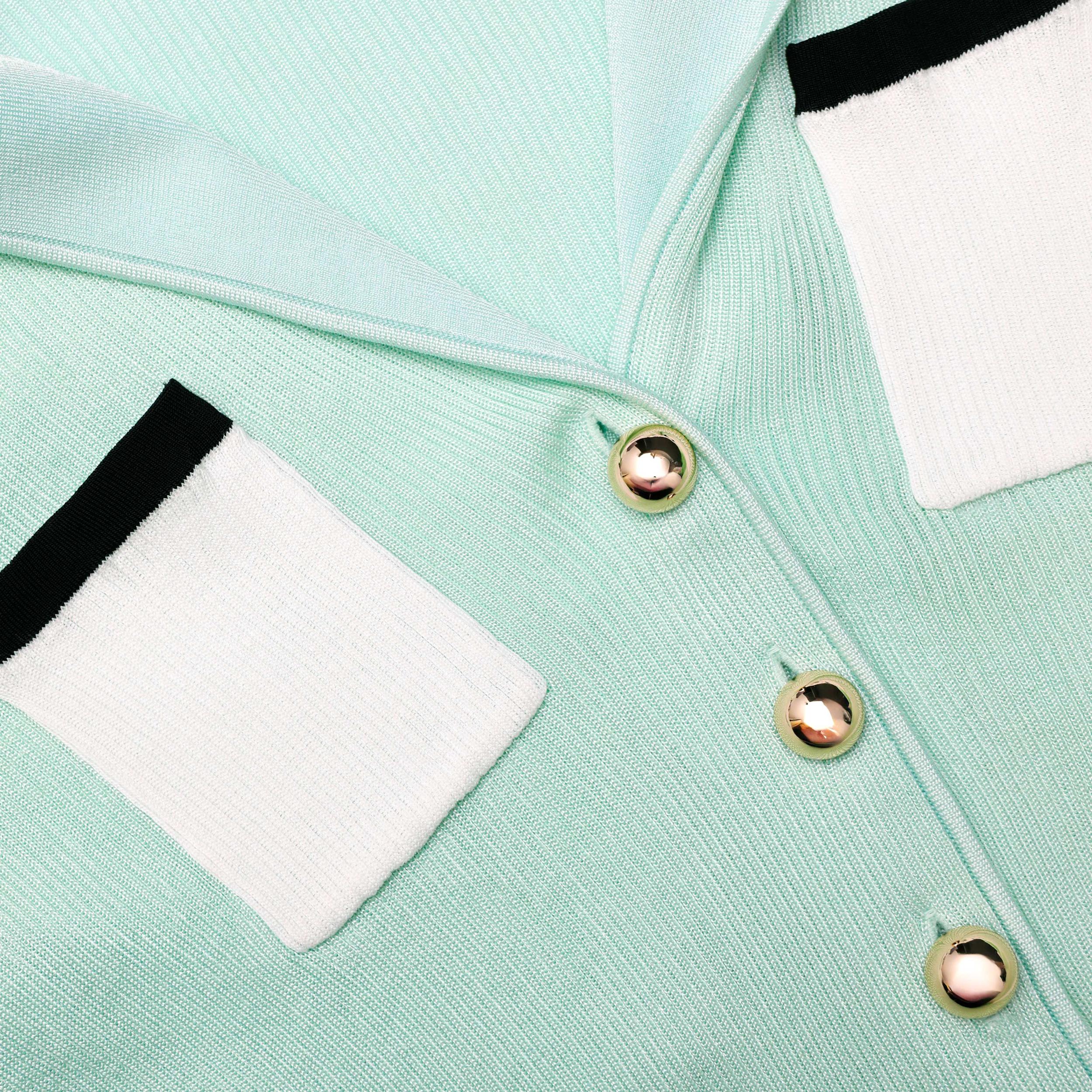 Green Ribbed Viscose Knit Top Product Image