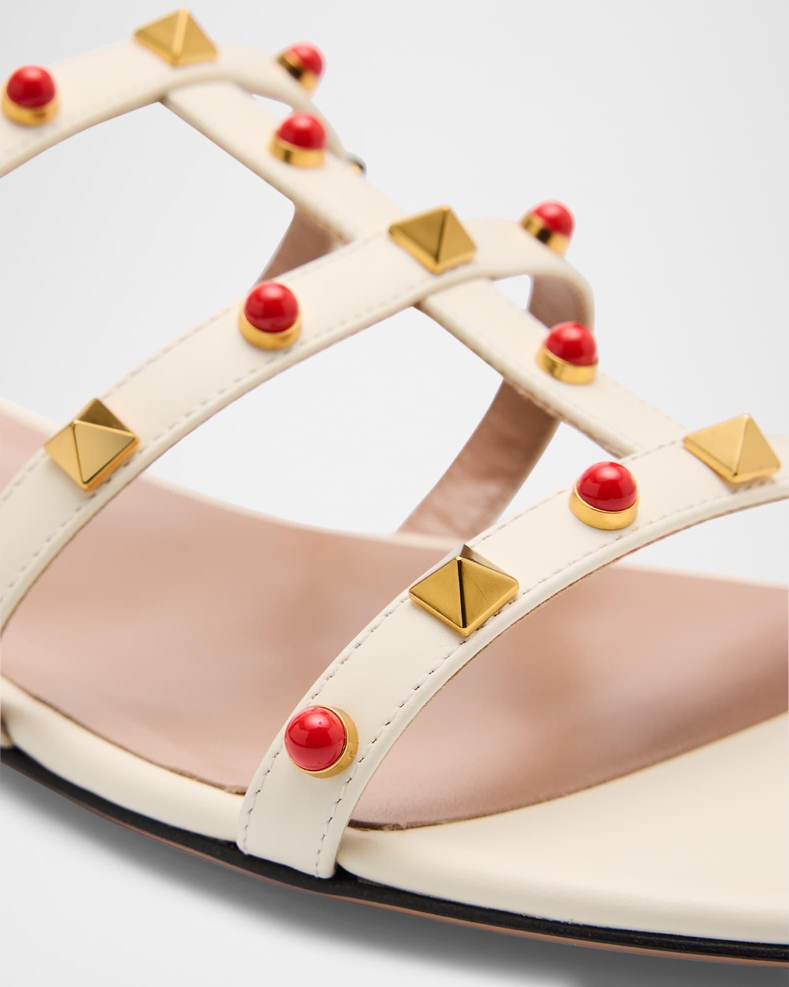 Rockstud Caged Leather Flat Sandals Product Image