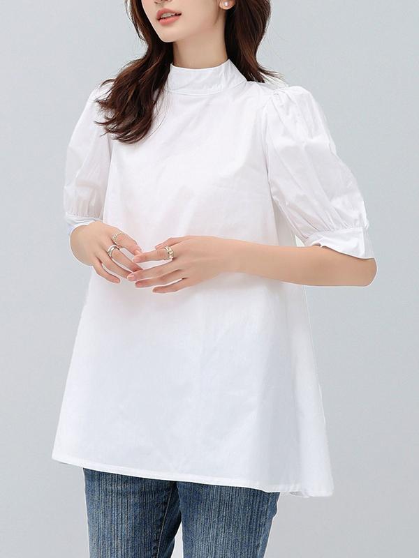 Casual Loose Bow-Embellished Solid Color Blouse Product Image