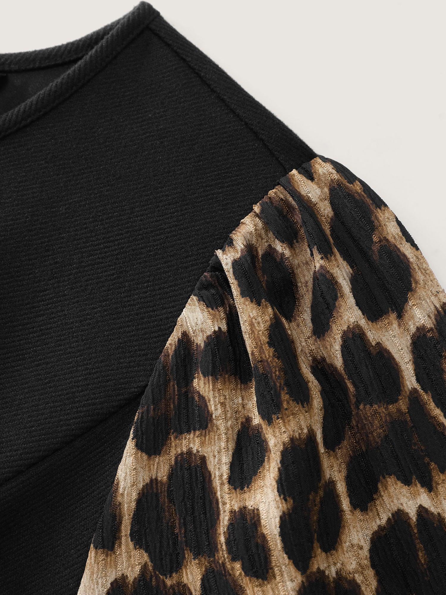 Leopard Print Contrast Belted Pockets Jumpsuit Female Product Image