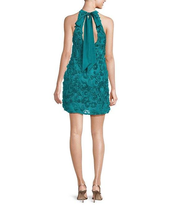 Adrianna by Adrianna Papell Halter Neck 3D Floral Embroidered Shift Dress Product Image
