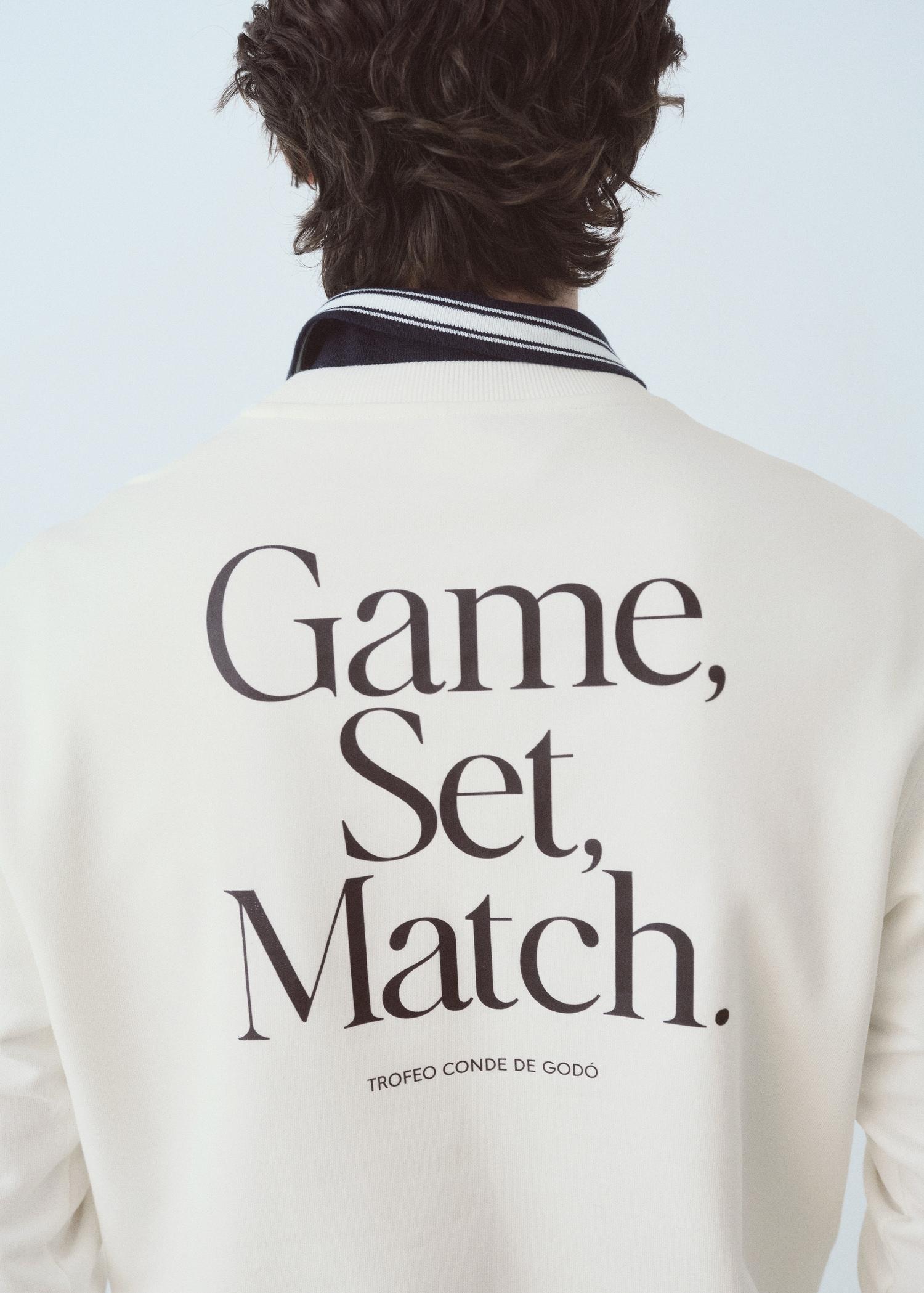 Cotton sweatshirt with printed text - Men | MANGO USA Product Image