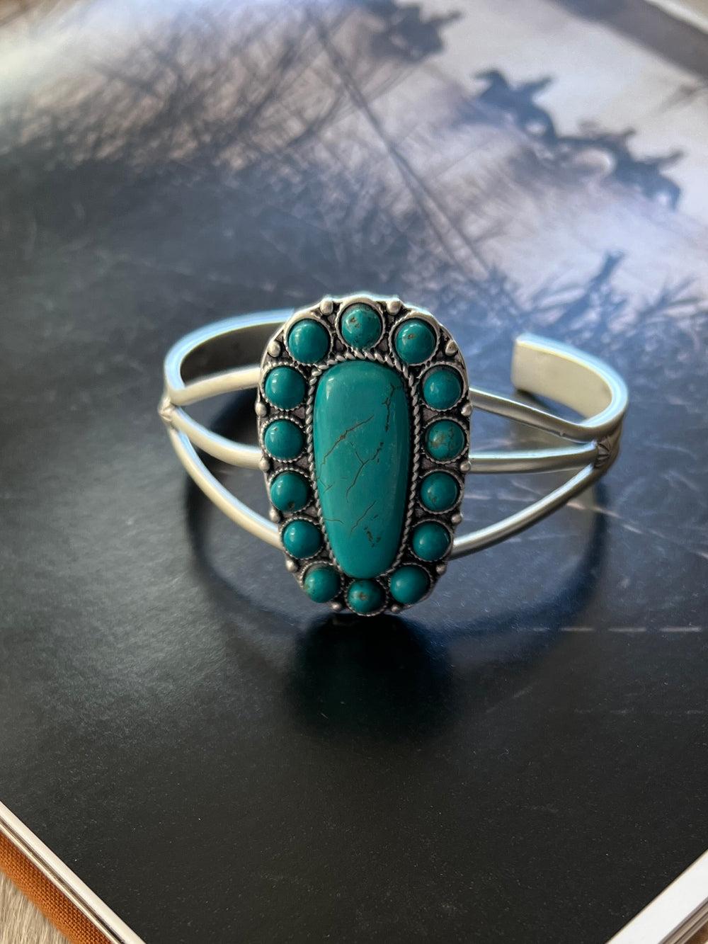 Turquoise Squash Blossom Cuff Bracelet Product Image