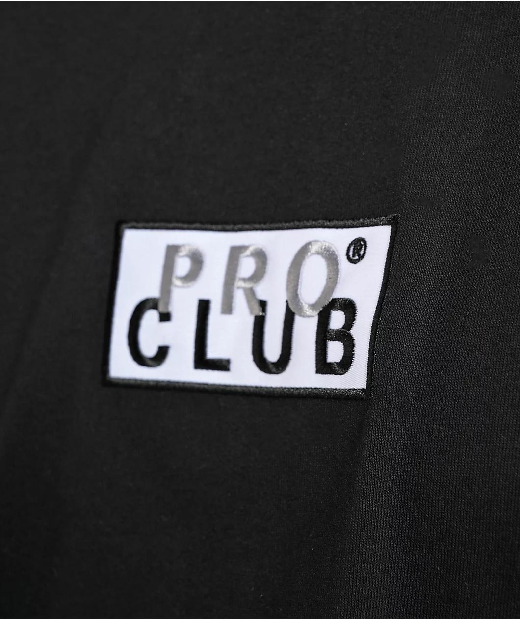 Pro Club Embroidered Box Logo Black Long Sleeve T-Shirt Product Image