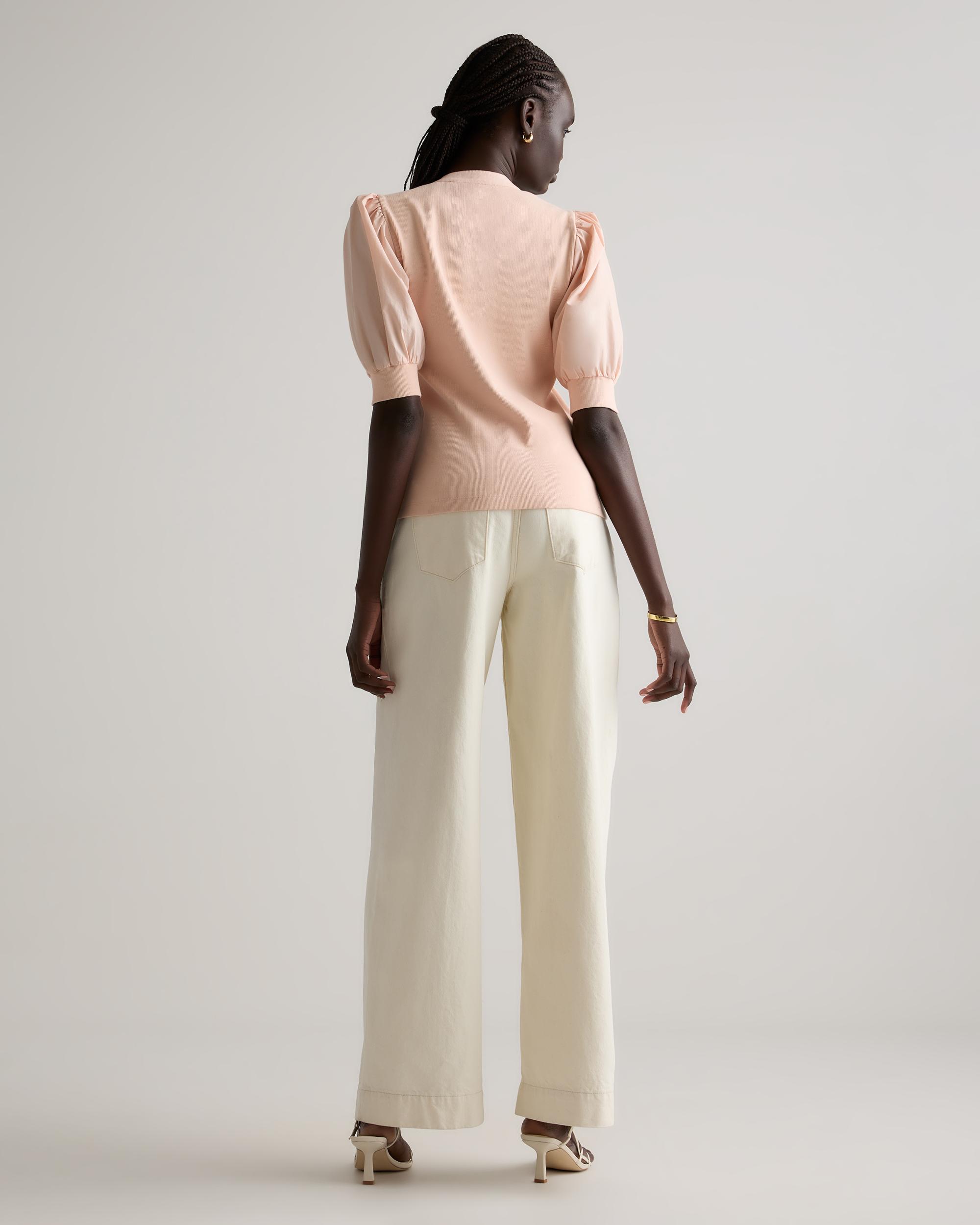 Quince | Women's Cotton Mixed Media Puff Sleeve Top Size XL, Tencel Product Image