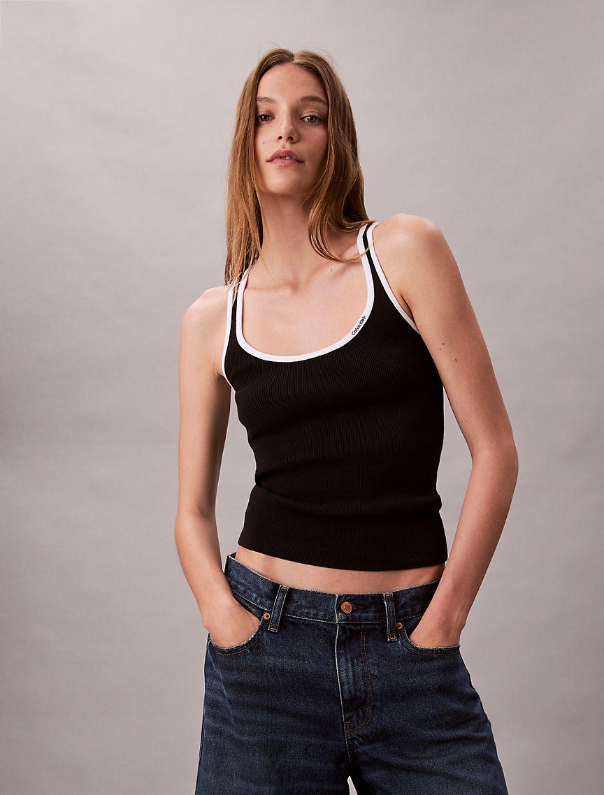 Contrast Trim Ribbed Tank Top Product Image