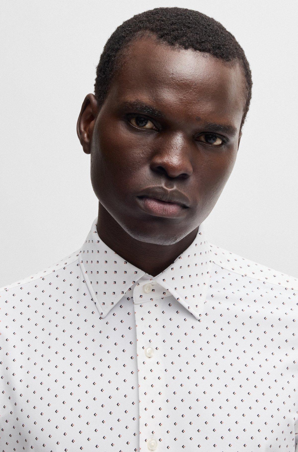 Slim-fit shirt in geometric-print performance-stretch fabric Product Image