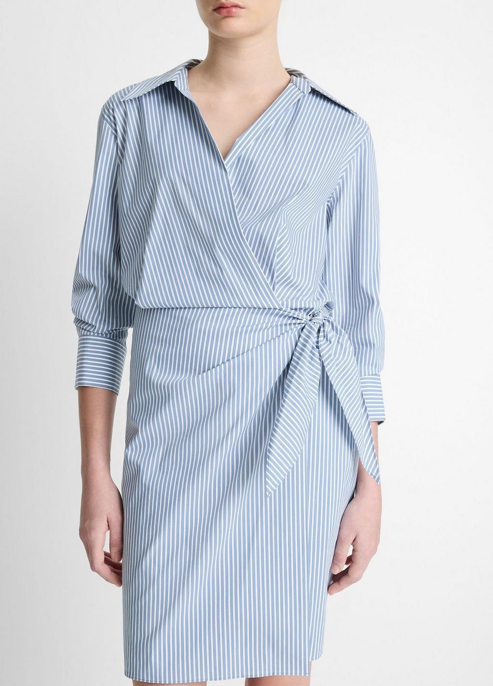 Furrow Stripe Cotton-Blend Wrap Dress Product Image