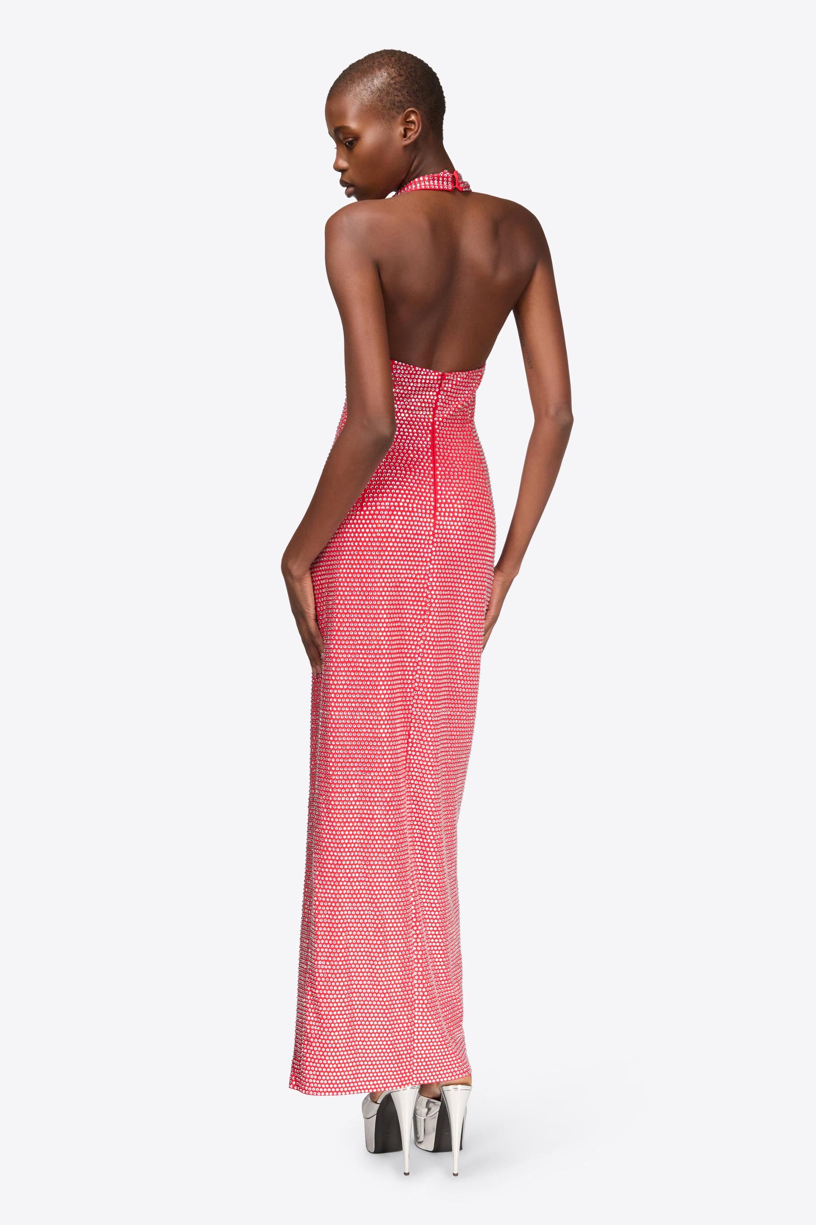 Crystal Embellished Halter Slit Gown Product Image