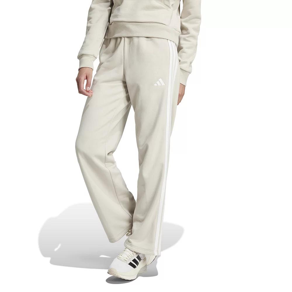 adidas Essentials 3-Stripes Open Hem French Terry Pants Medium Grey Heather XS Womens Product Image