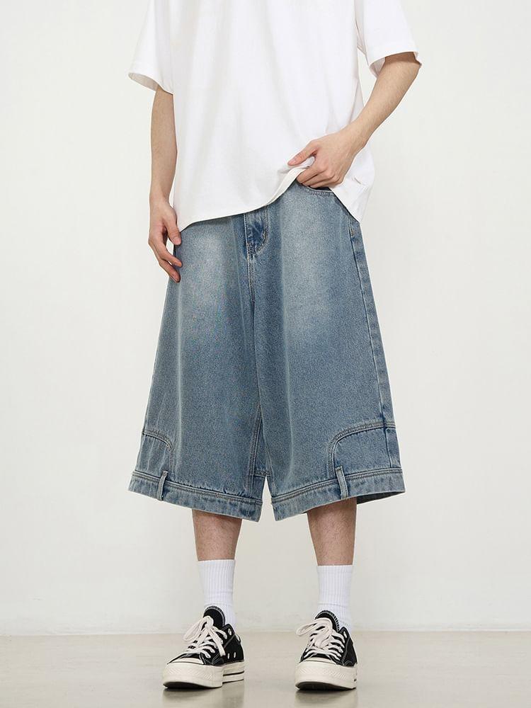 Mid Rise Applique Denim Shorts Product Image