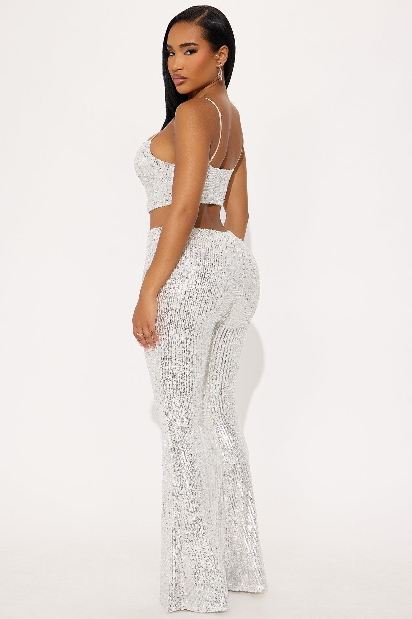 Spotlight Ready Sequin Pant Set - Silver Female Product Image