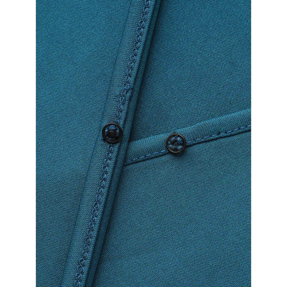 Plus Size Tropical Print Wrap Neck Waist-Tie Dress Emerald Women Elegant Belted Knit Dresses Bloomchic 28/5X Product Image