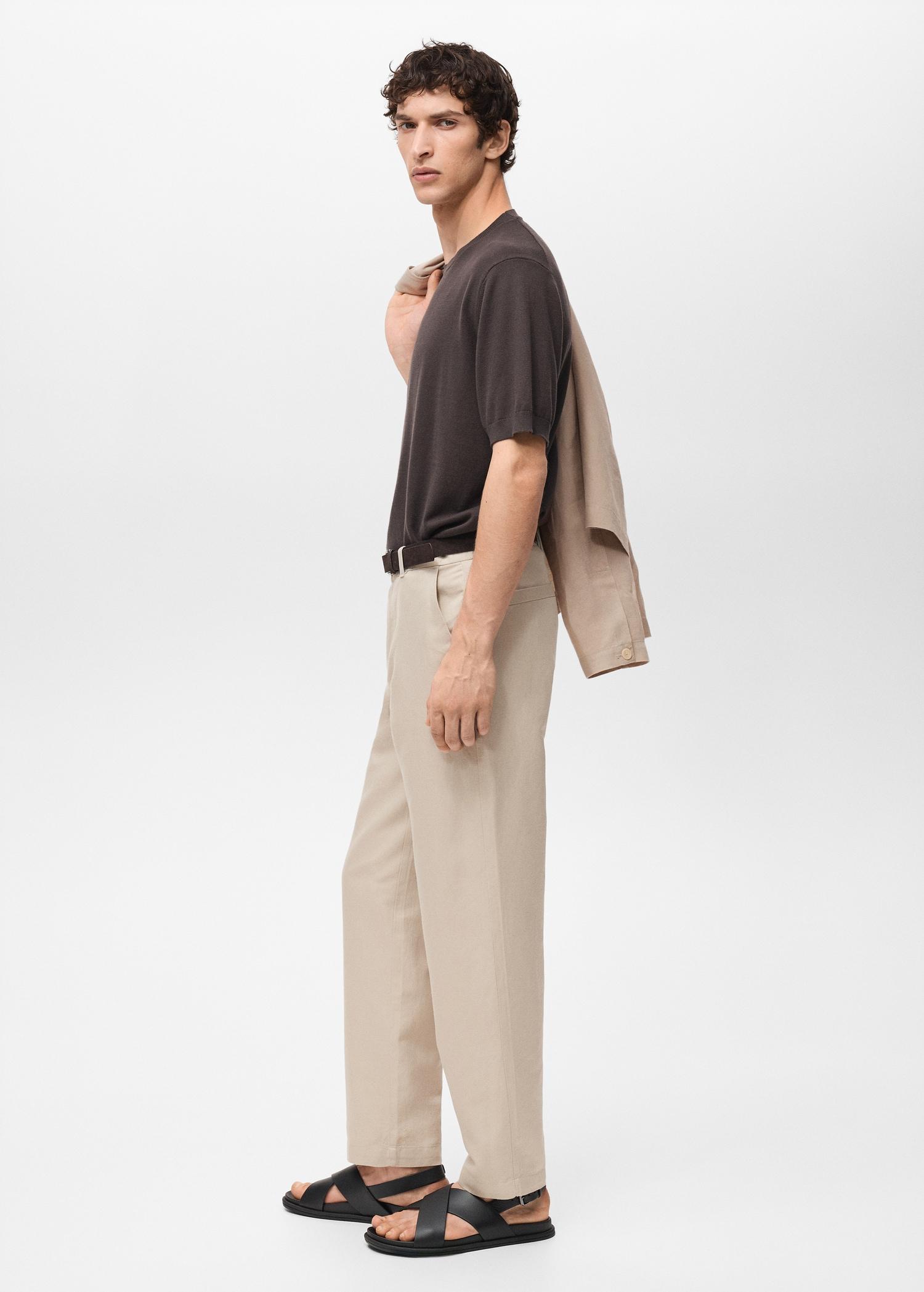 Regular-fit linen pants - Men | MANGO USA Product Image