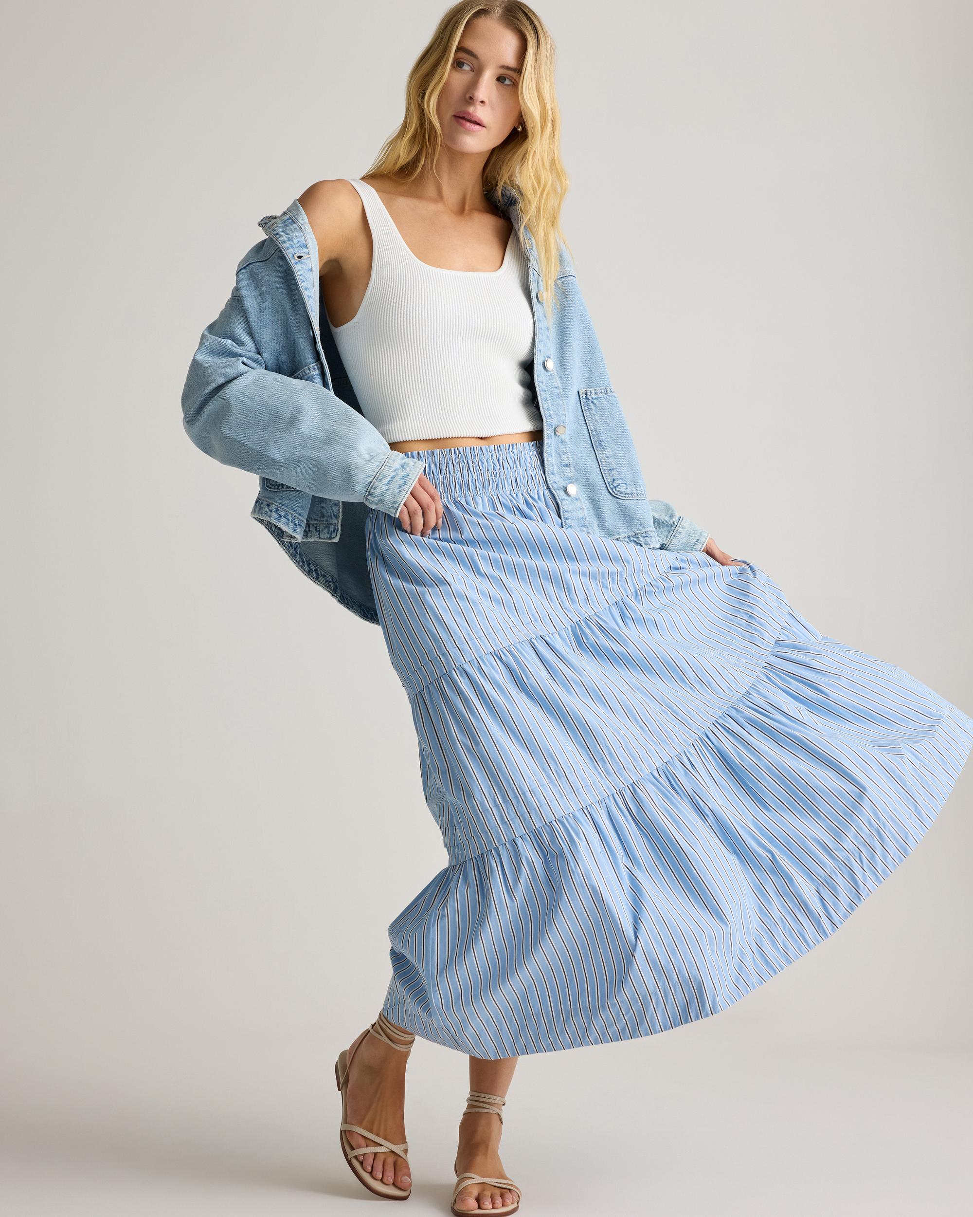 Quince | Women's Poplin Tiered Maxi Skirt Organic Cotton Product Image