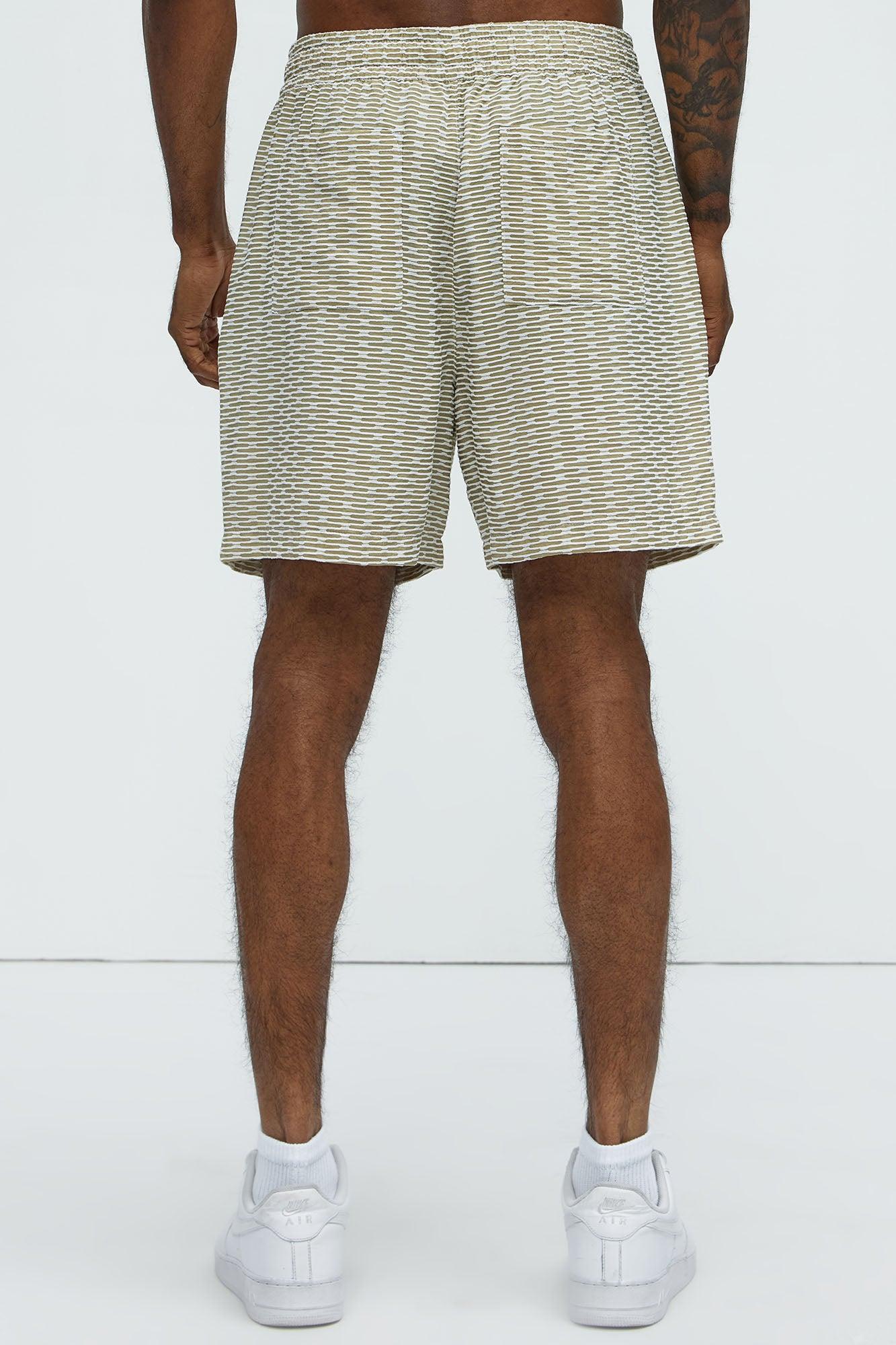 Textured Chenille Pattern Shorts - Green/combo Product Image