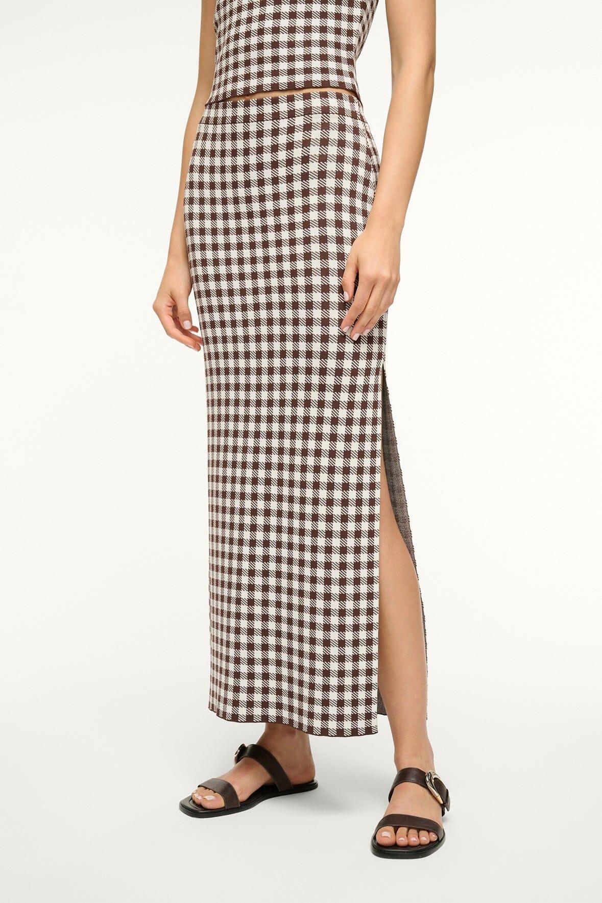 KARINA SKIRT | DARK CHOCOLATE GINGHAM Product Image