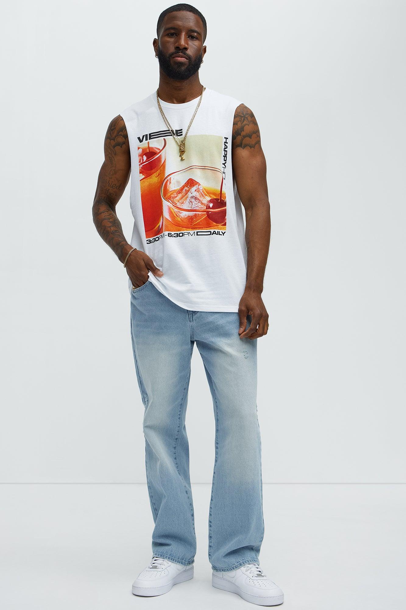 Vibe Happy Hour Muscle Tee - White Male Product Image
