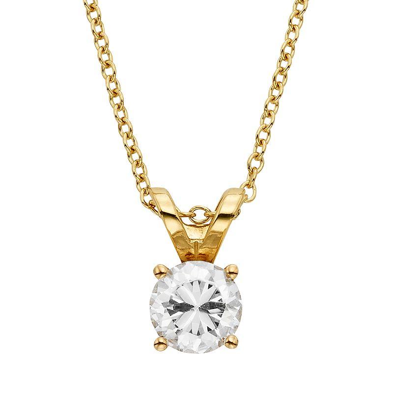 The Regal Collection 1/2 Carat T.W. IGL Certified Diamond 18k Gold Solitaire Pendant Necklace, Women's, Size: 18", Yellow Product Image