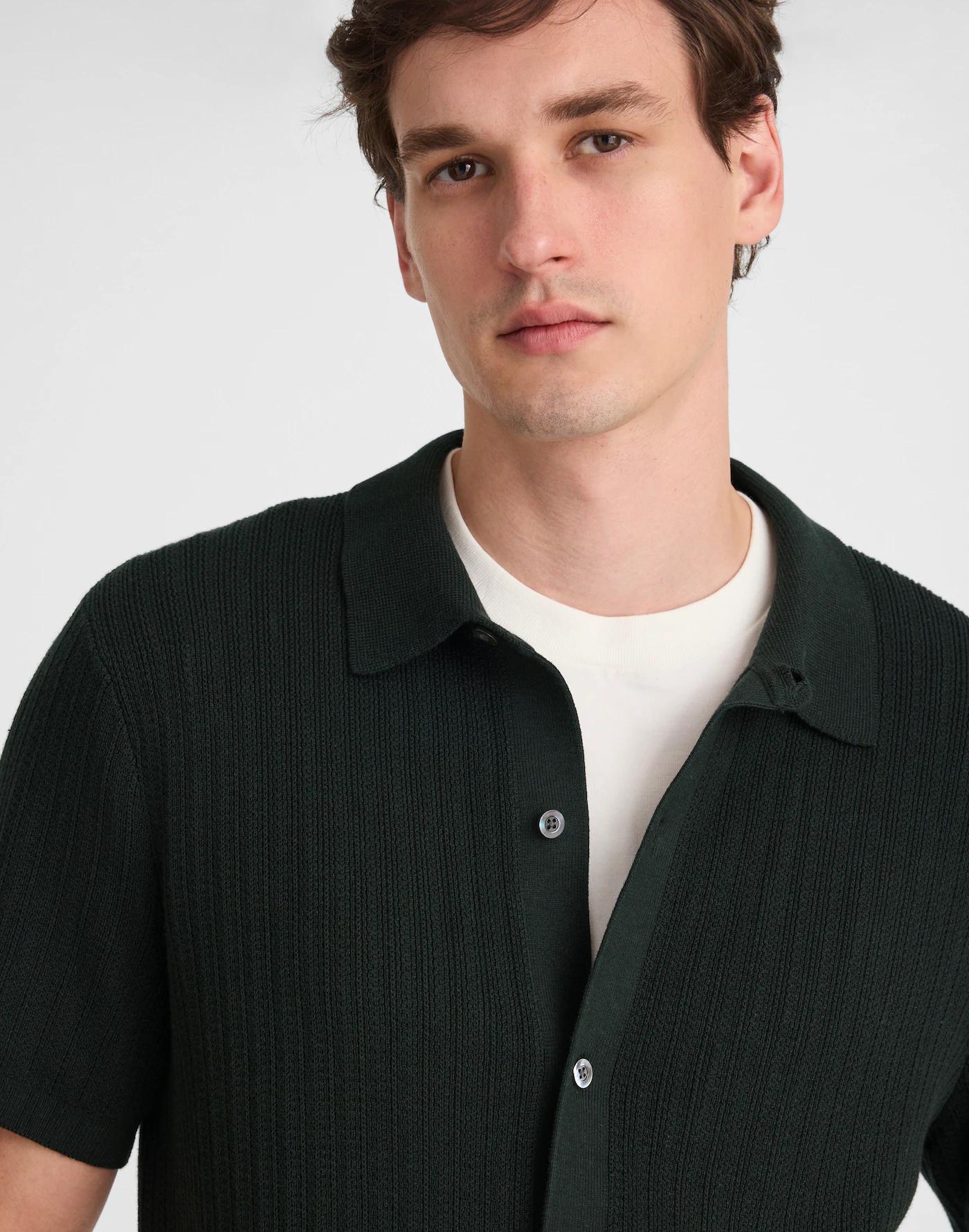 Tuck-Stitch Button-Up Sweater Polo Product Image