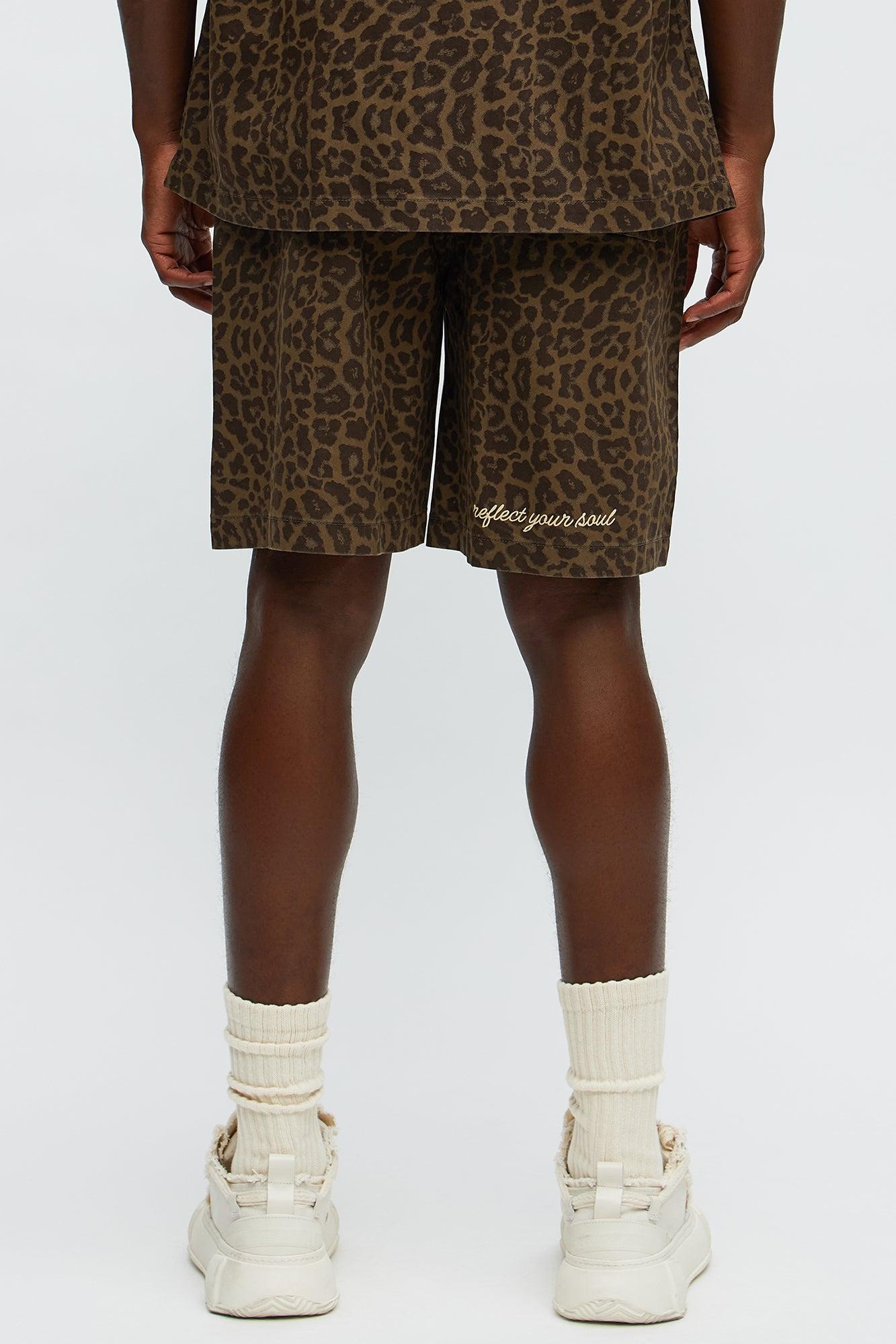 Soul 07 Cheetah Relaxed Drawstring Short - Brown Male Product Image