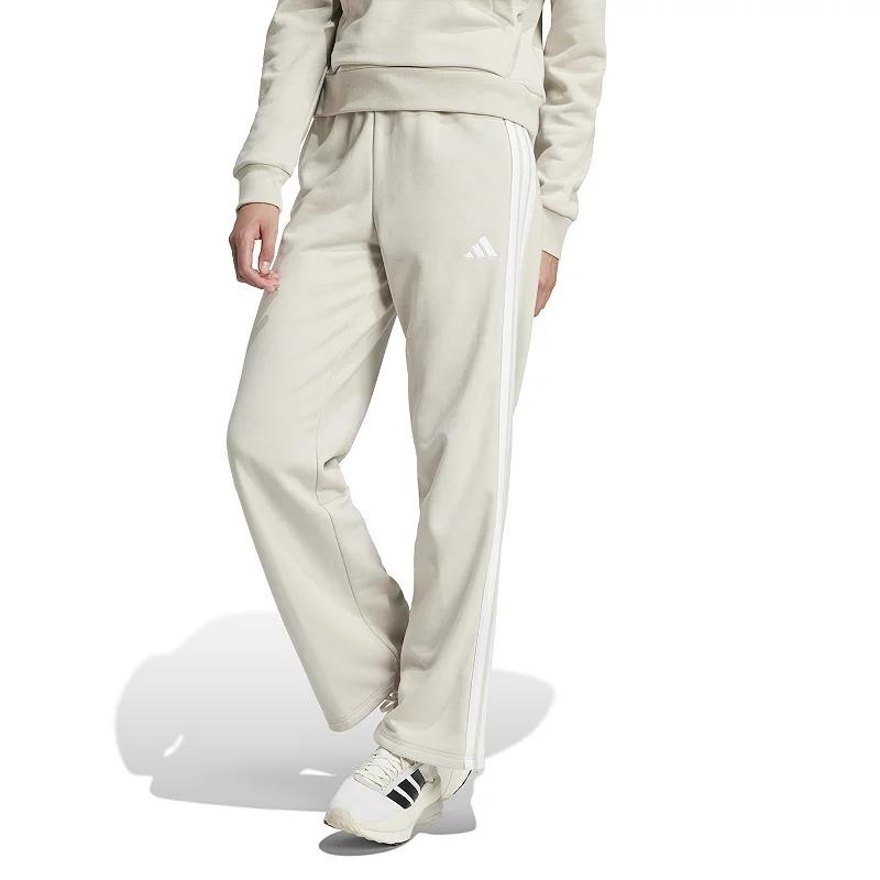 adidas Essentials 3-Stripes Open Hem French Terry Pants Medium Grey Heather XS Womens Product Image