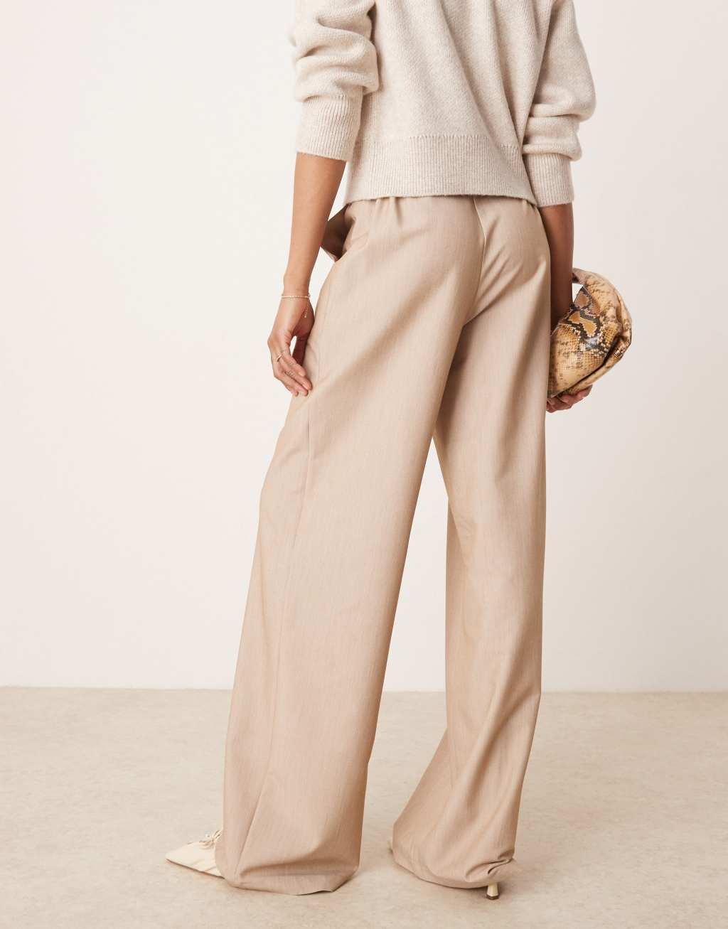ASOS DESIGN Tall tailored relaxed straight leg pants in stone | ASOS Product Image