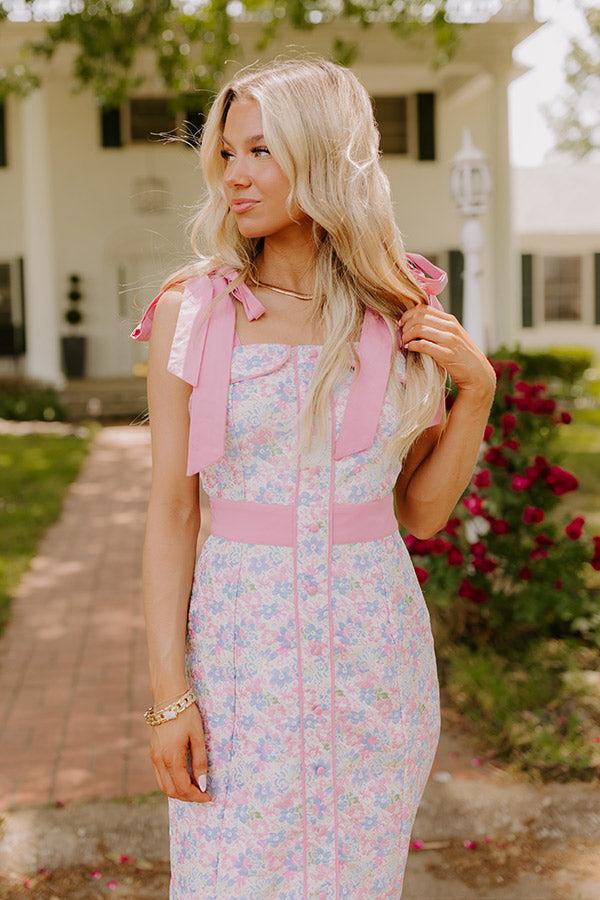 Wine Country Cutie Floral Midi Dress in Pink Product Image