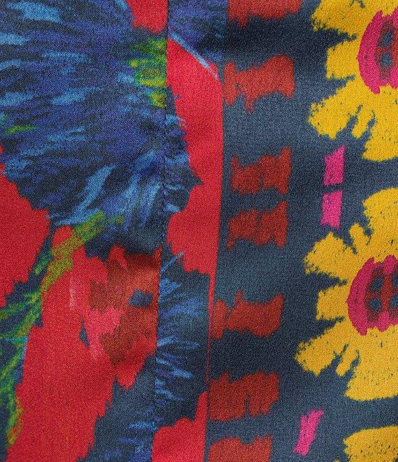 Chelsea & Violet Sam Satin Ikat Print High Waist Front Slit Opening A-Line Maxi Skirt Product Image