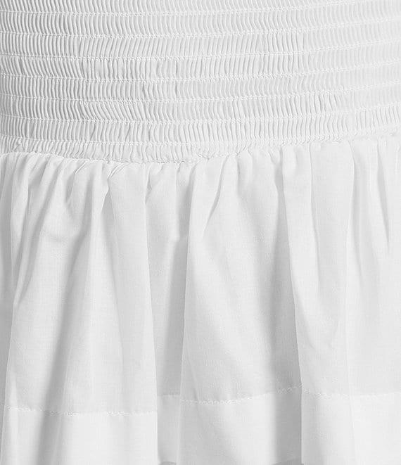 B. Darlin Puff Short Sleeve Square Neck Smocked Skater Skirt Dress Product Image