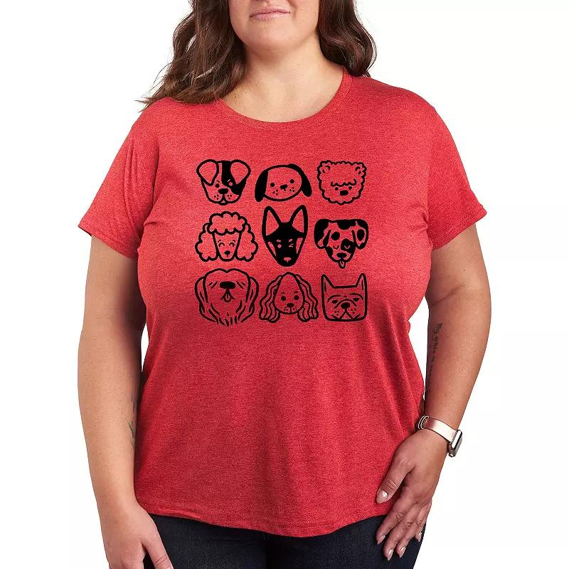 Plus Dog Faces Grid Graphic Tee, Women's,  Product Image