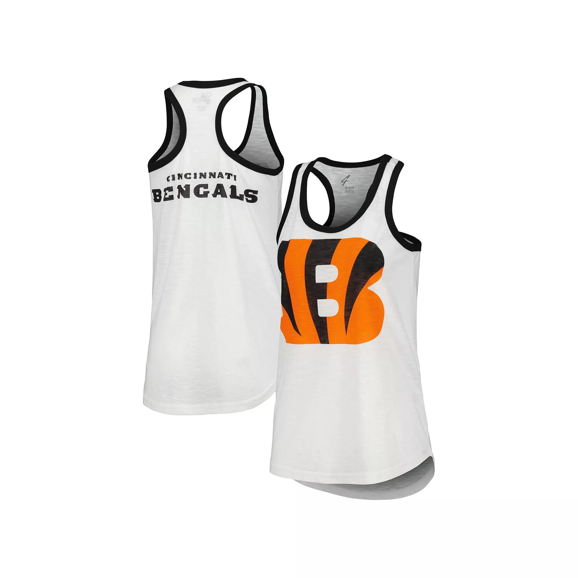 Women's G-III 4Her by Carl Banks White Cincinnati Bengals Tater Racerback Tank Top, Size: Small Product Image