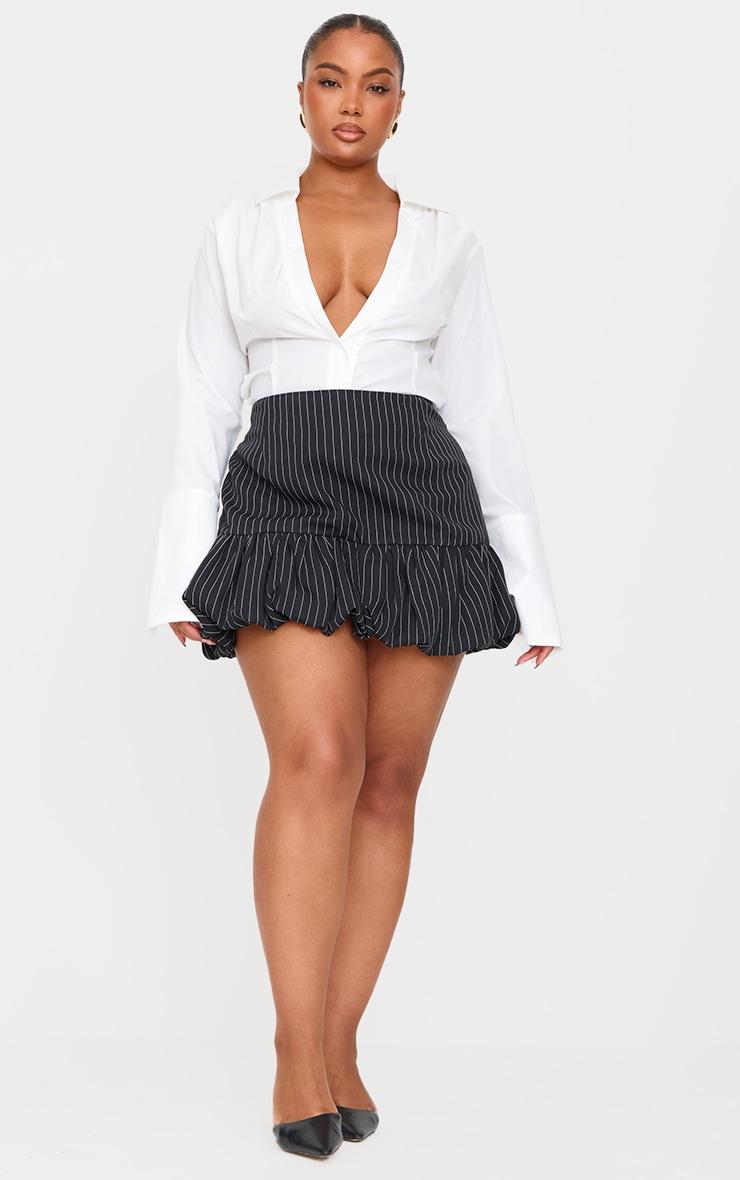 Plus Black High Waisted Puffball Skirt Product Image