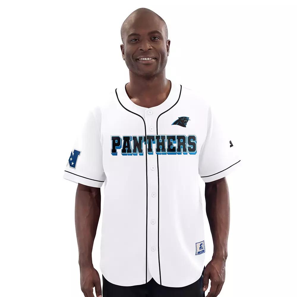 Men's Starter  White Carolina Panthers Relay Full-Button Baseball Jersey, Size: XXL Product Image