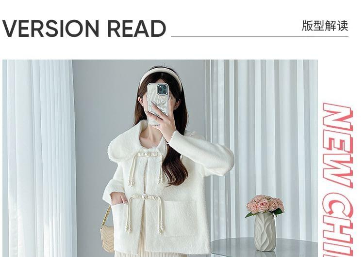 Maternity Frog Buttoned Jacket / Spaghetti Strap Knit Pleated Midi A-Line Dress / Set Product Image