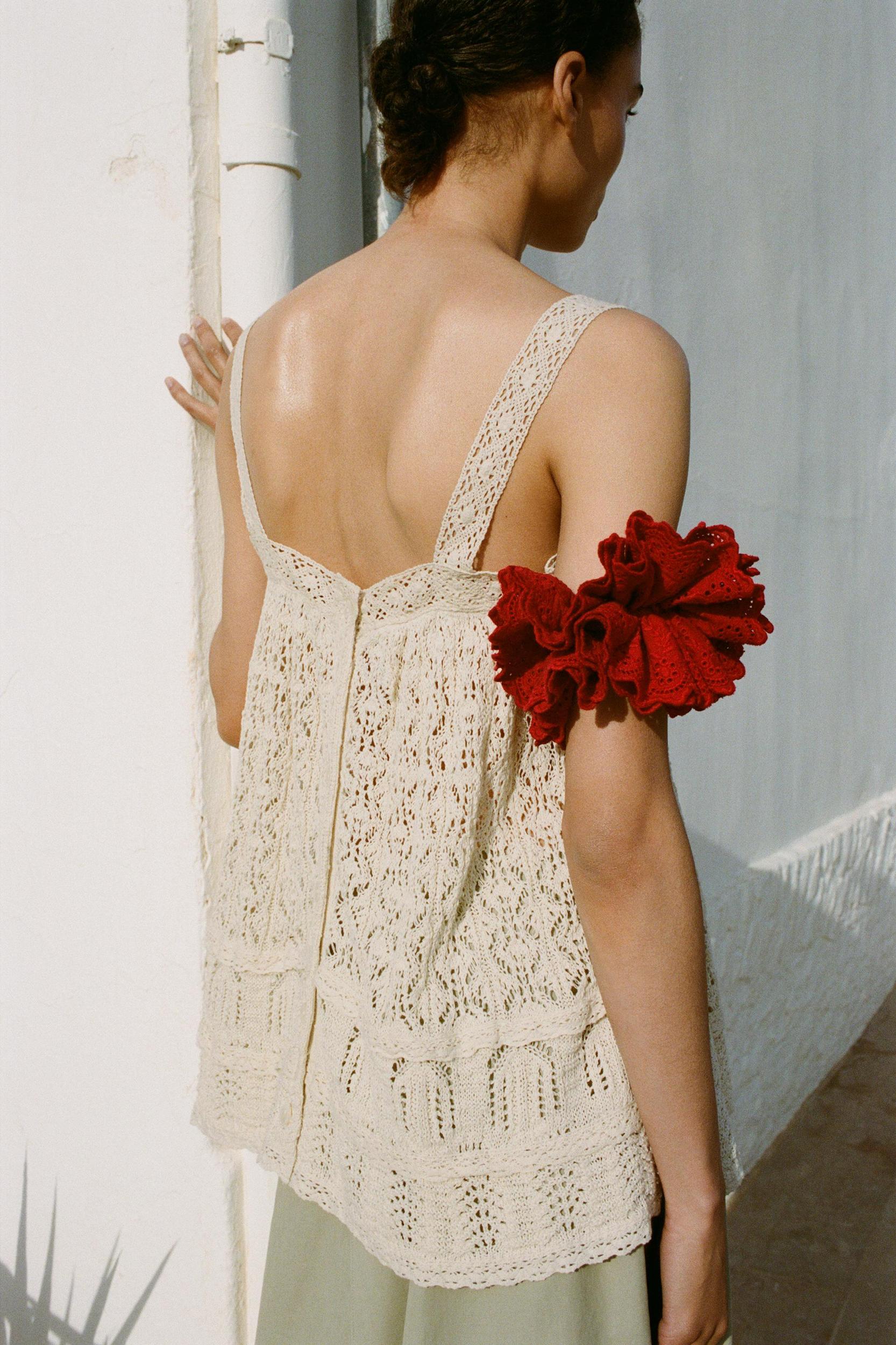 POINTELLE KNIT LACE TOP Product Image