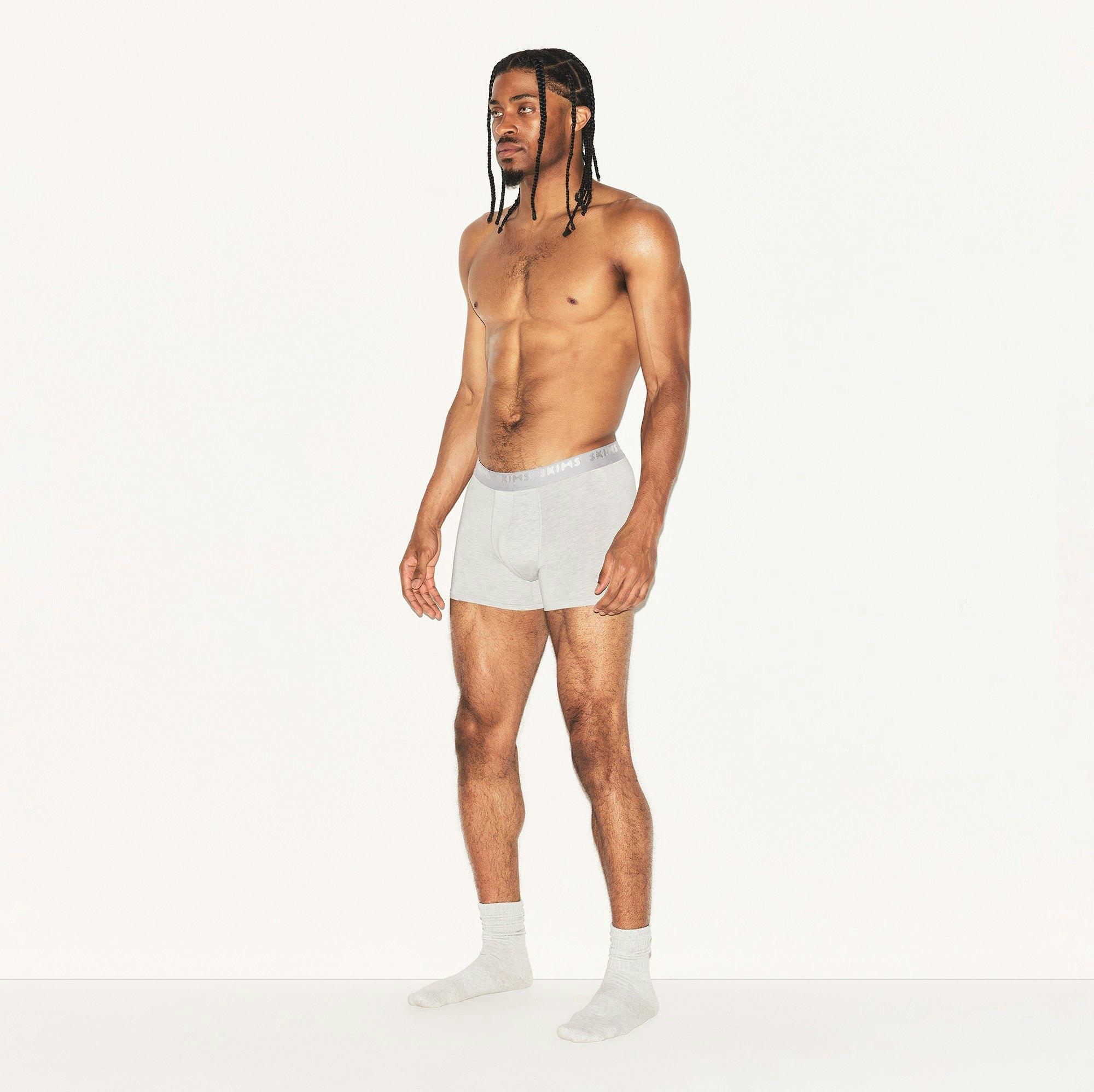 SKIMS STRETCH MENS 3" BOXER BRIEF | LIGHT HEATHER GREY Product Image