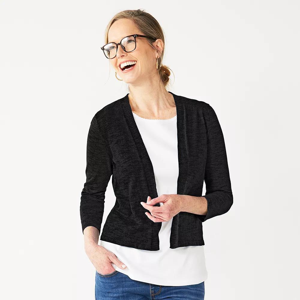 Women's Croft & Barrow® Open Front Cardigan, Size: XL, Black Product Image