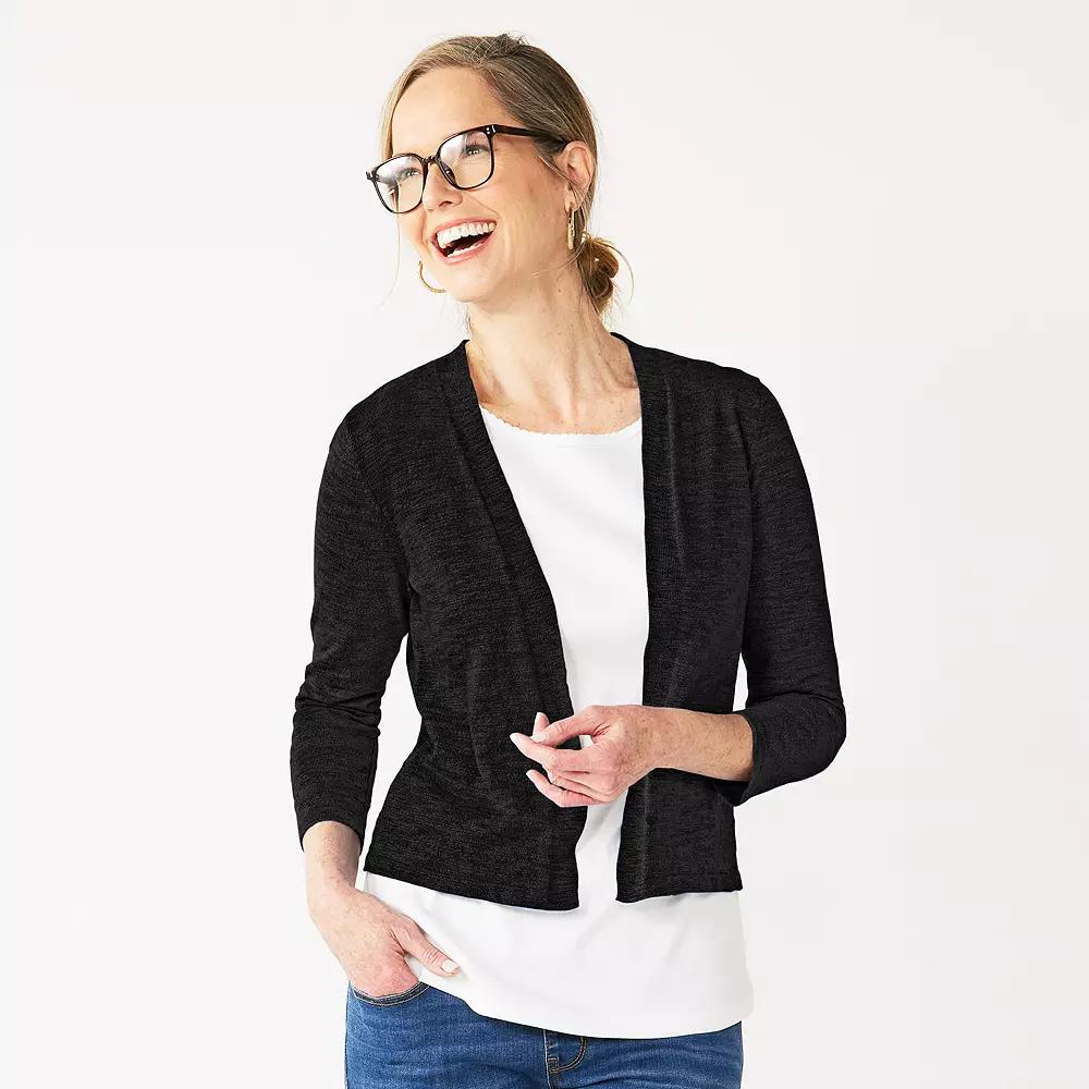 Women's Croft & Barrow® Open Front Cardigan, Size: XL, Black Product Image