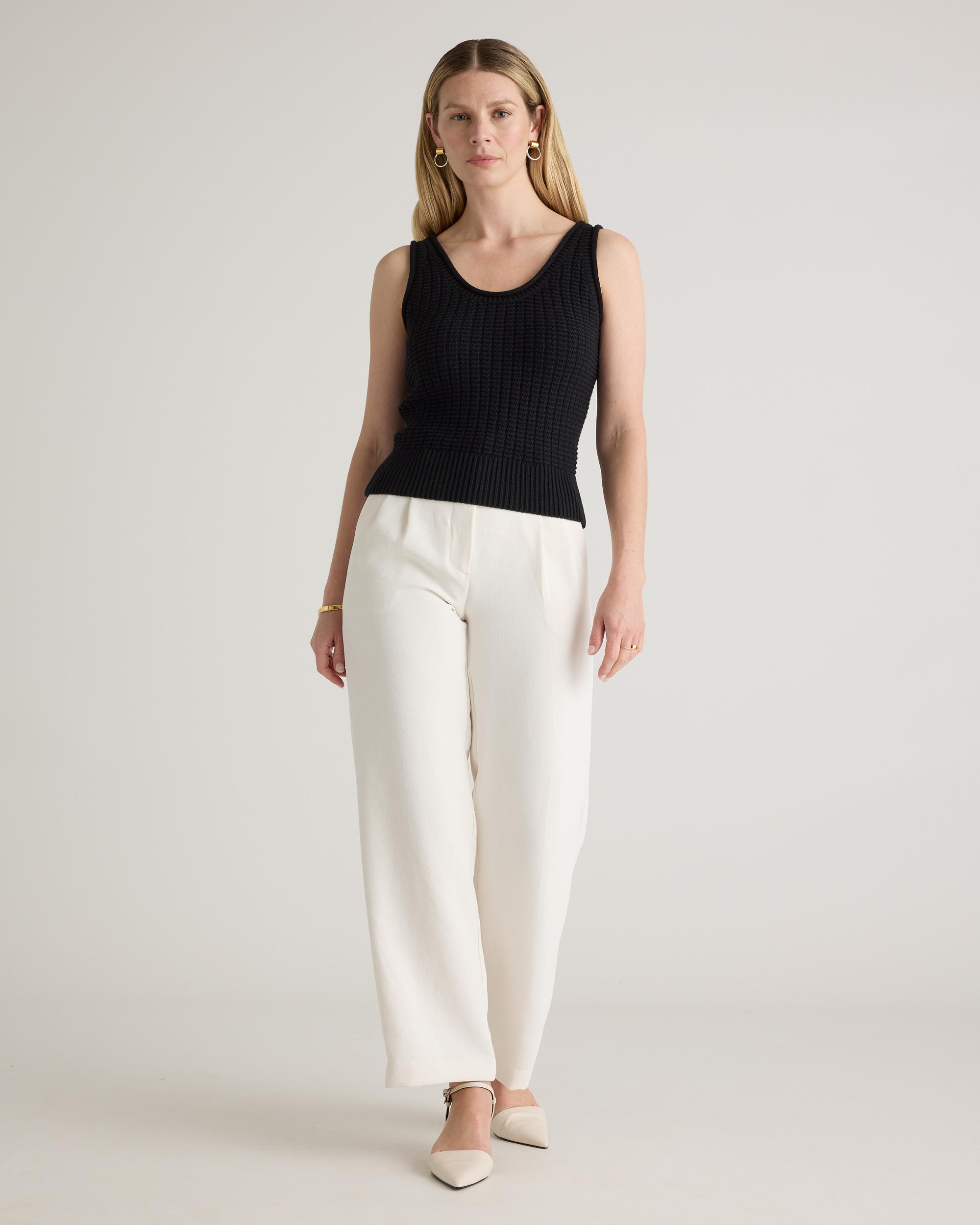 Quince | Women's Waffle Cropped Sweater Tank Top Organic Cotton Product Image