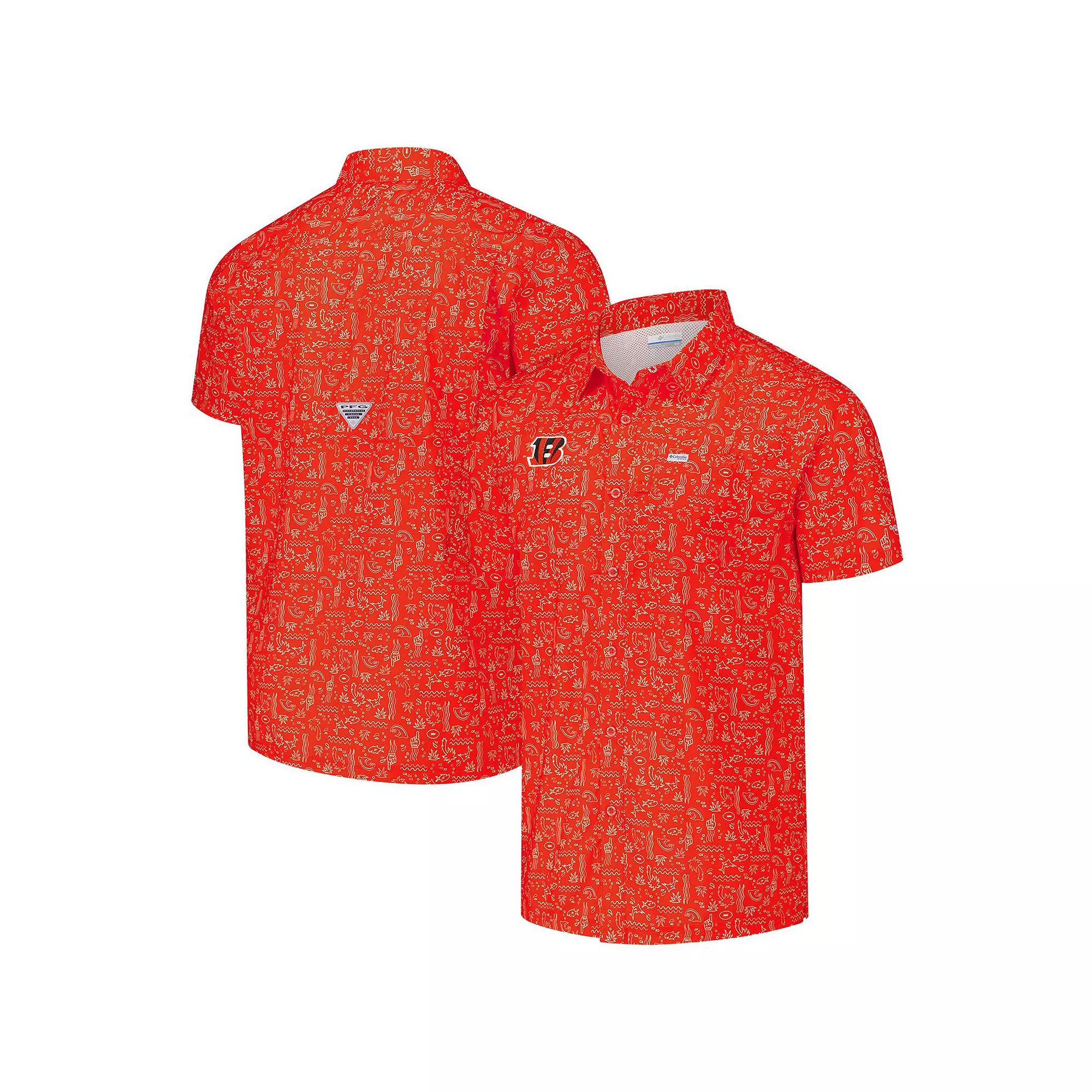 Mens Columbia PFG Cincinnati Bengals Super Slack Tide Omni-Wick Full-Button Shirt Product Image
