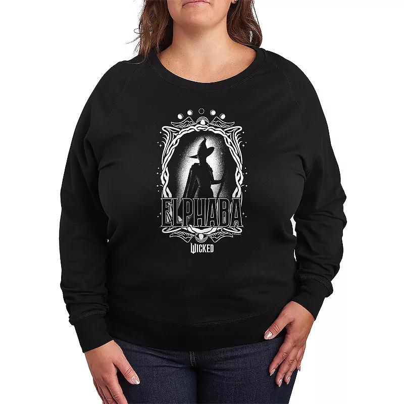 Plus Size Wicked Elphaba Portrait French Terry Long Sleeve Tee, Womens Product Image