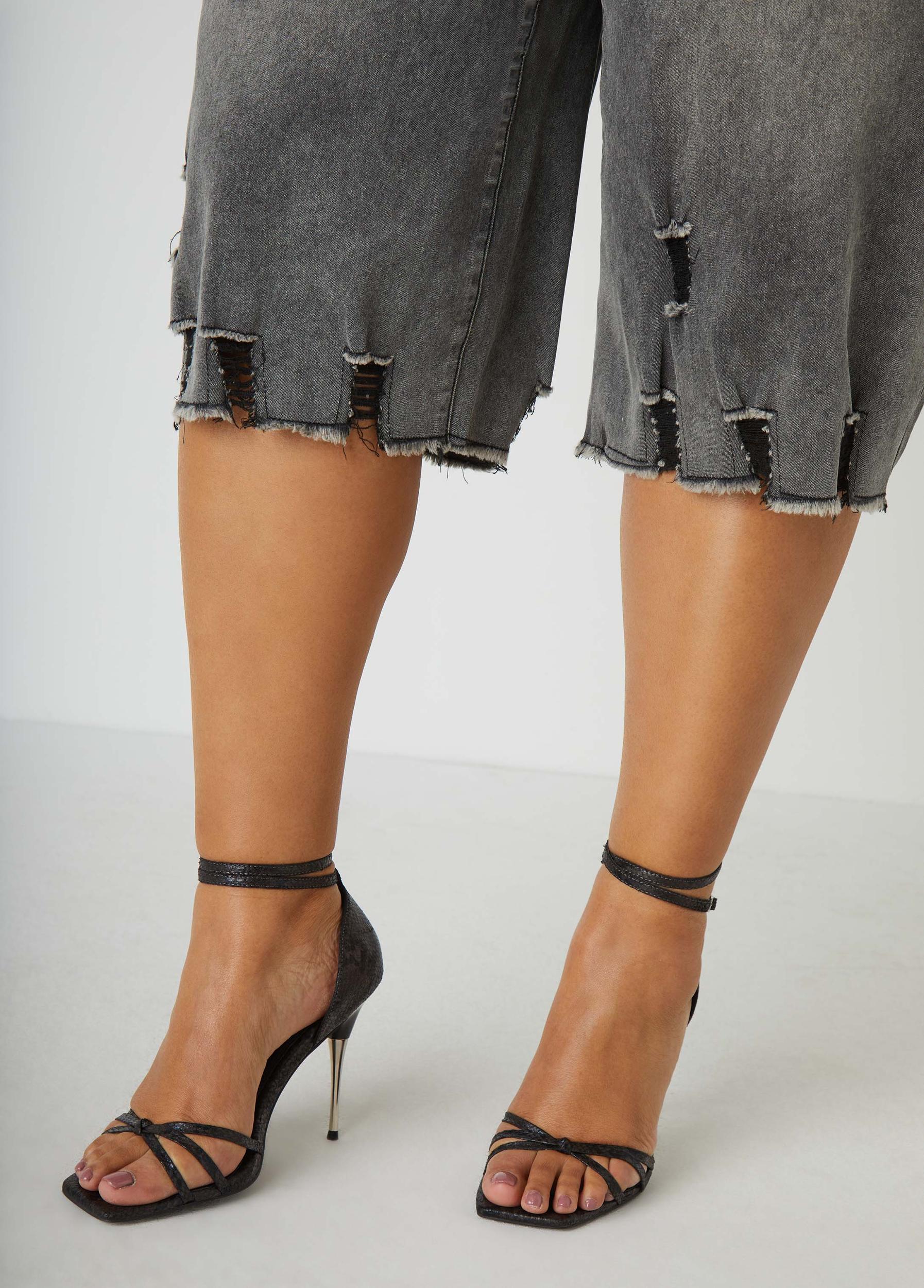 Distressed Denim Capris Product Image